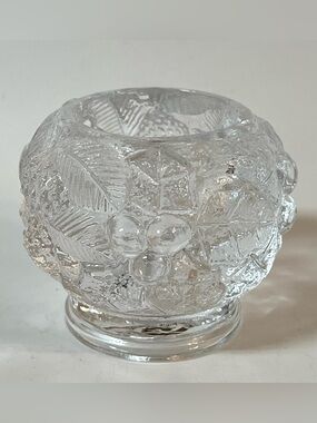 Vetreria Etrusca Italy Clear Crystal Candle Holder Ornate Pinecones Acorns Bells